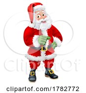 Poster, Art Print Of Cartoon Santa Claus Father Christmas Pointing