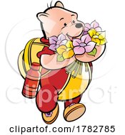 Happy School Bear With Flowers by Lal Perera