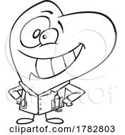Cartoon Black And White Heart Doctor Mascot
