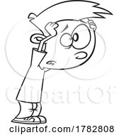 Poster, Art Print Of Cartoon Black And White Boy Looking Discombobulated