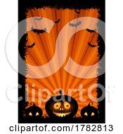 Poster, Art Print Of Halloween Background With Grunge Border And Jack O Lantern
