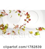 Poster, Art Print Of Blowing Leaves On A White Background