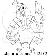 Cartoon Black And White Thanksgiving Turkey Bird Singing