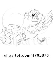 Poster, Art Print Of Cartoon Black And White Thanksgiving Turkey Bird Running