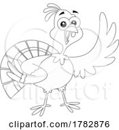 Poster, Art Print Of Cartoon Black And White Thanksgiving Turkey Bird Presenting