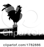 Poster, Art Print Of Rooster Chicken Crowing Silhouette Illustration