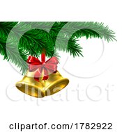 Poster, Art Print Of Christmas Tree Gold Bells Bow Ornament Design