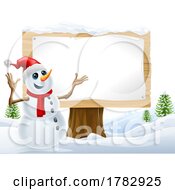 Poster, Art Print Of Snowman Christmas Snow Sign Landscape Scene