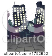 Poster, Art Print Of City Buildings Cartoon Pop Art Future Skyline