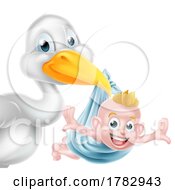 Poster, Art Print Of Cartoon Stork Delivering Baby