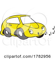 Poster, Art Print Of Cartoon Yellow Autu Car Mascot Character Whistling