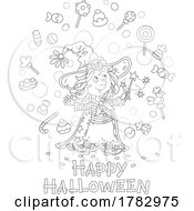 Poster, Art Print Of Witch Girl Making Candy With Magic Over Happy Halloween Text
