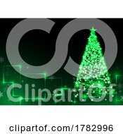 Poster, Art Print Of Green Virtual Christmas Tree Background