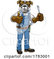 Poster, Art Print Of Bulldog Electrician Handyman Holding Screwdriver
