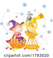 Poster, Art Print Of Witch Girl Looking Through A Telescope
