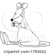 Cartoon Happy Rat Sitting And Eating Cheese by djart