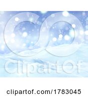 Poster, Art Print Of 3d Christmas Background With Snowy Landscape On Bokeh Lights