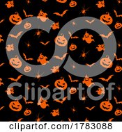 Poster, Art Print Of Halloween Pattern Background In Orange And Black