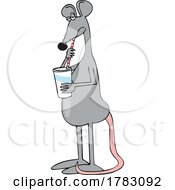 Cartoon Rat Drinking Soda