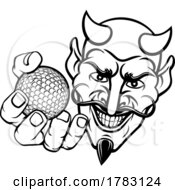Poster, Art Print Of Devil Satan Golf Ball Sports Mascot Cartoon