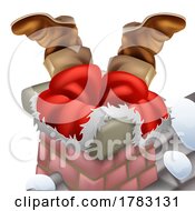 Poster, Art Print Of Santa Stuck Chimney Boots Out Christmas Cartoon
