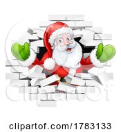 Poster, Art Print Of Christmas Santa Claus Breaking Out Through Wall