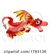 Poster, Art Print Of Red Dragon Cartoon Flying Fantasy Mascot