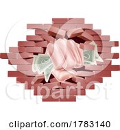 Poster, Art Print Of Hand Fist Holding Cash Money Punching Wall