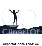 Poster, Art Print Of Man Standing Silhouette Arms Up Raised