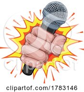 Poster, Art Print Of Microphone Fist Hand Explosion Pop Art Cartoon