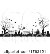 Poster, Art Print Of Silhouetted Halloween Cemetery