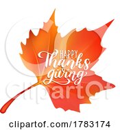Poster, Art Print Of Autumn Leaf With Happy Thanksgiving Text