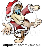 Poster, Art Print Of Cartoon Christmas Monkey In A Santa Suit