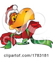 Poster, Art Print Of Cartoon Christmas Parrot In A Santa Suit