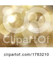 Poster, Art Print Of Golden Christmas Background With Stars And Bokeh Lights