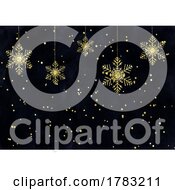 Poster, Art Print Of Christmas Background With Glittery Gold Snowflakes