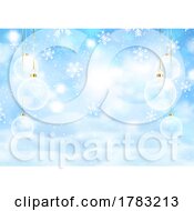 Poster, Art Print Of Christmas Background With Hanging Baubles And Snowflakes