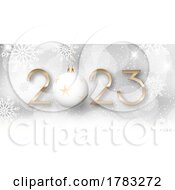 Elegant Happy New Year Banner With Hanging Bauble Design