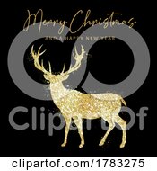 Poster, Art Print Of Christmas Card With Glittery Gold Deer Design