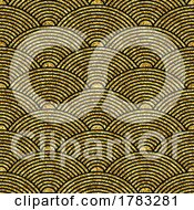 Poster, Art Print Of Japanese Style Wave Background With Gold Glitter Design