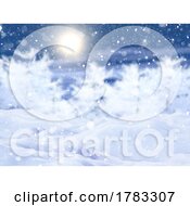 Poster, Art Print Of 3d Christmas Winter Landscape With Stars Snow And Bokeh Lights