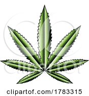 Poster, Art Print Of Scratchboard Engraved Green Cannabis Leaf