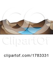 Scratchboard Engraved Illustration Of Mountain Lake With Colorful Fill by cidepix