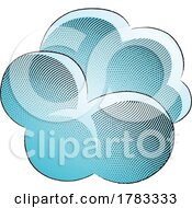 Scratchboard Engraved Puffy Cloud With Blue Fill by cidepix