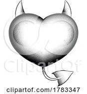 10/30/2022 - Scratchboard Style Devil Heart