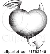 Poster, Art Print Of Scratchboard Style Devil Heart