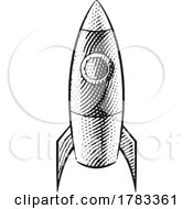 Poster, Art Print Of Scratchboard Engraved Illustration Of A Rocket