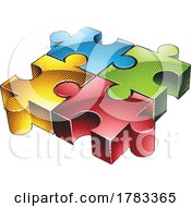 Poster, Art Print Of Scratchboard Engraved Jigsaw Puzzle With Colorful Fill