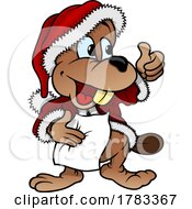 Poster, Art Print Of Christmas Beaver Santa