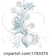 Poster, Art Print Of Christmas Tree Silver Balls Bauble Decorations